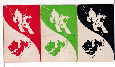 Three Single Vintage ID Named Dogs, ''Nip&Tuck'', Playing Cards, DA 8-10 A,B,D