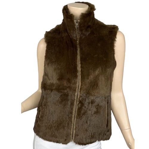 Theory Fur Vest Brown 100% Rabbit Fur 