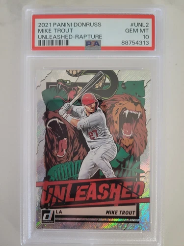 2021 PANINI DONRUSS UNLEASHED RAPTURE MIKE TROUT PSA 10 GEM-MT CALIFORNIA ANGELS
