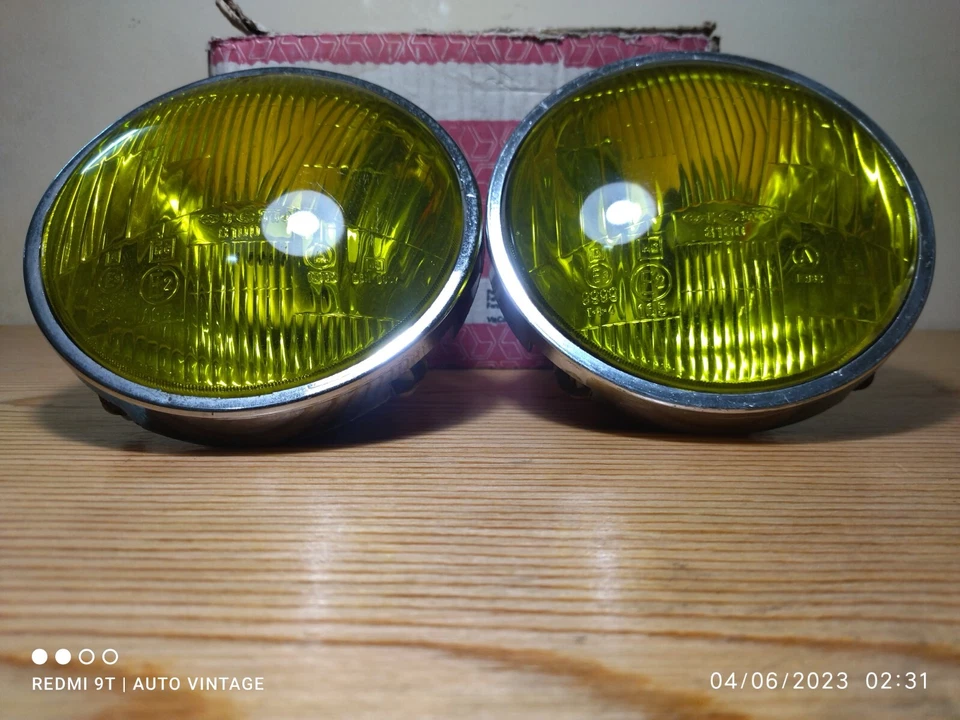Fiat 131 128 SL Yellow Head Lights Set Of 2 Units SIEM Italian Made New Boxed - Image 2 of 4