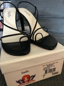 black leather barely there sandals