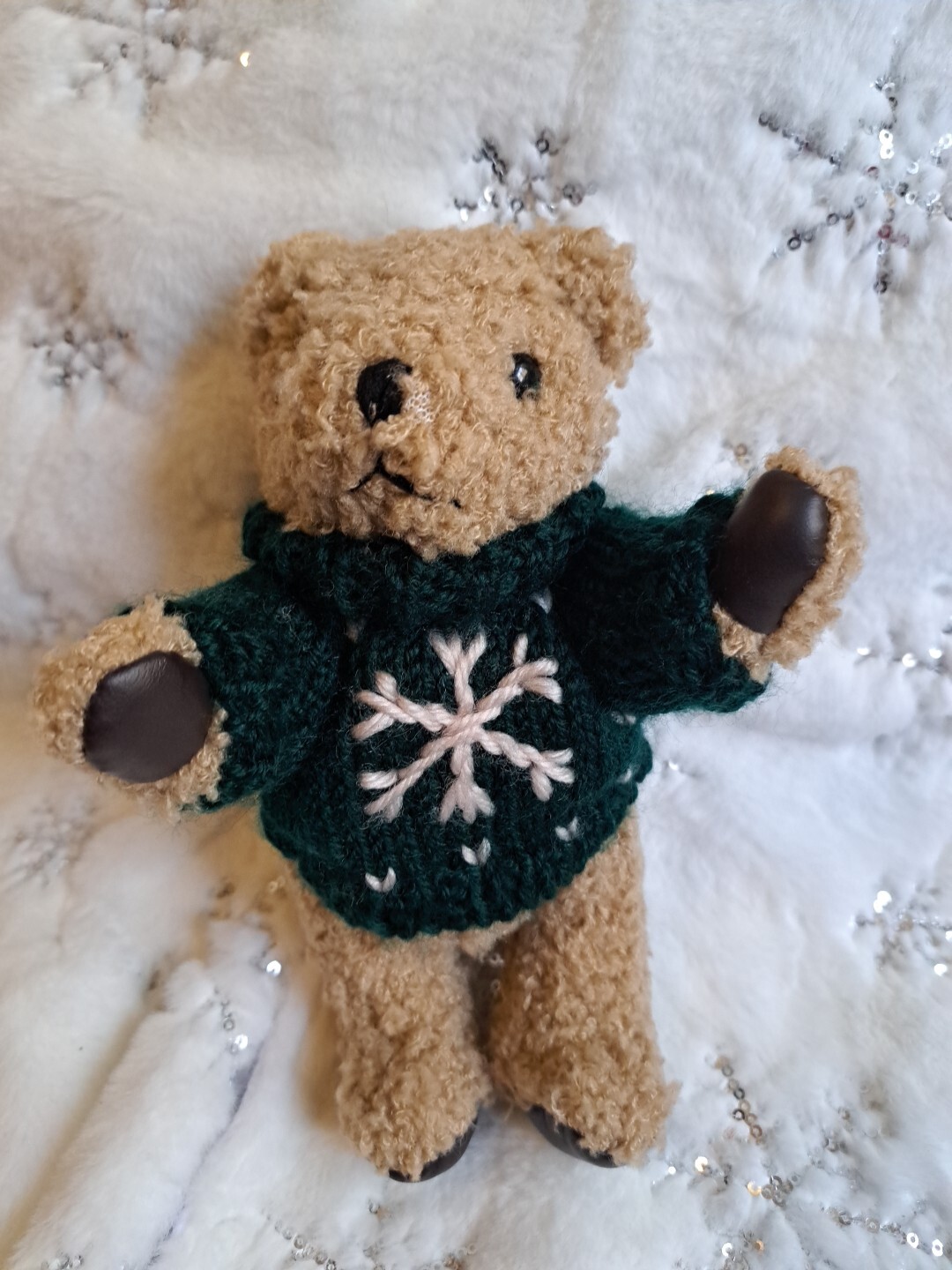 Set Lot Bundle Of 4 Hugfun Intl Teddy Bears Jointed Knitted Sweaters Plush 5,9"