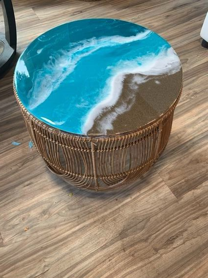 Epoxy Resin Walnut Ocean Beach Dining Table Decor Art Centerpiece