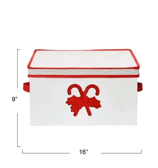 Christmas Storage Container Holiday Box Large Red Candy Cane 9"H X 16"W Square - Image 2 of 4