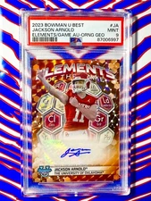 JACKSON ARNOLD 2023 Bowman U Best Elements of the Game Auto /25 Orange SSP PSA 9