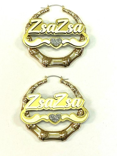 Pendientes de bambú placa de nombre personalizada 1.5 2.5 3.5" tamaño elección corte láser personalizado - Imagen 6 de 12