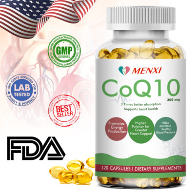 Coenzyme Q10 Anti Aging Cardiovascular Heart Health Support Non-GMO 120 Capsules