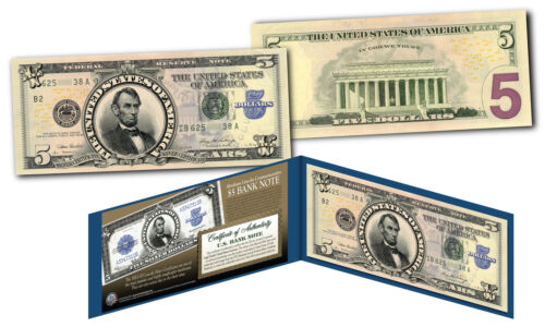 Lincoln Porthole 1923 $5 Silver Certificate Banknote design on Modern $5 US Bill - Afbeelding 1 van 1