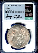 1878 P NGC MS61 7TF Rev 79 Morgan Silver Dollar $1 Miller Signed - Reverse of 79