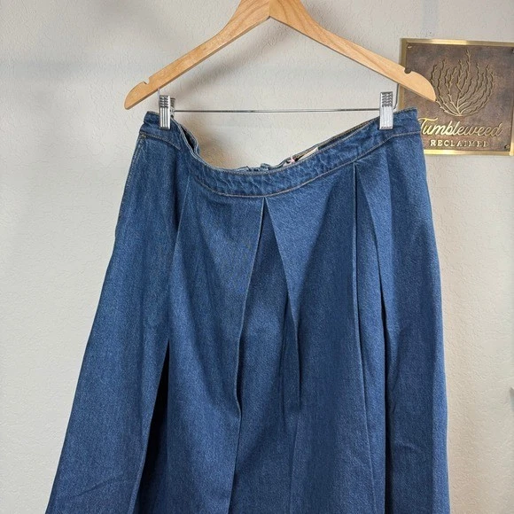 Boden 牛仔中裙打褶深水洗全 A 字拉链女式 US 16-18 — 第 3/4 张图片