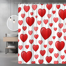 Cute Red Hearts Shower Curtain for Bathroom Decor