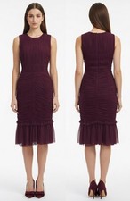 Tory Burch ruched Tulle dress in Red Wine