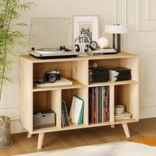 Record Player Stand with Vinyl Storage, 39.5in Large Vinyl Record Holder Play...