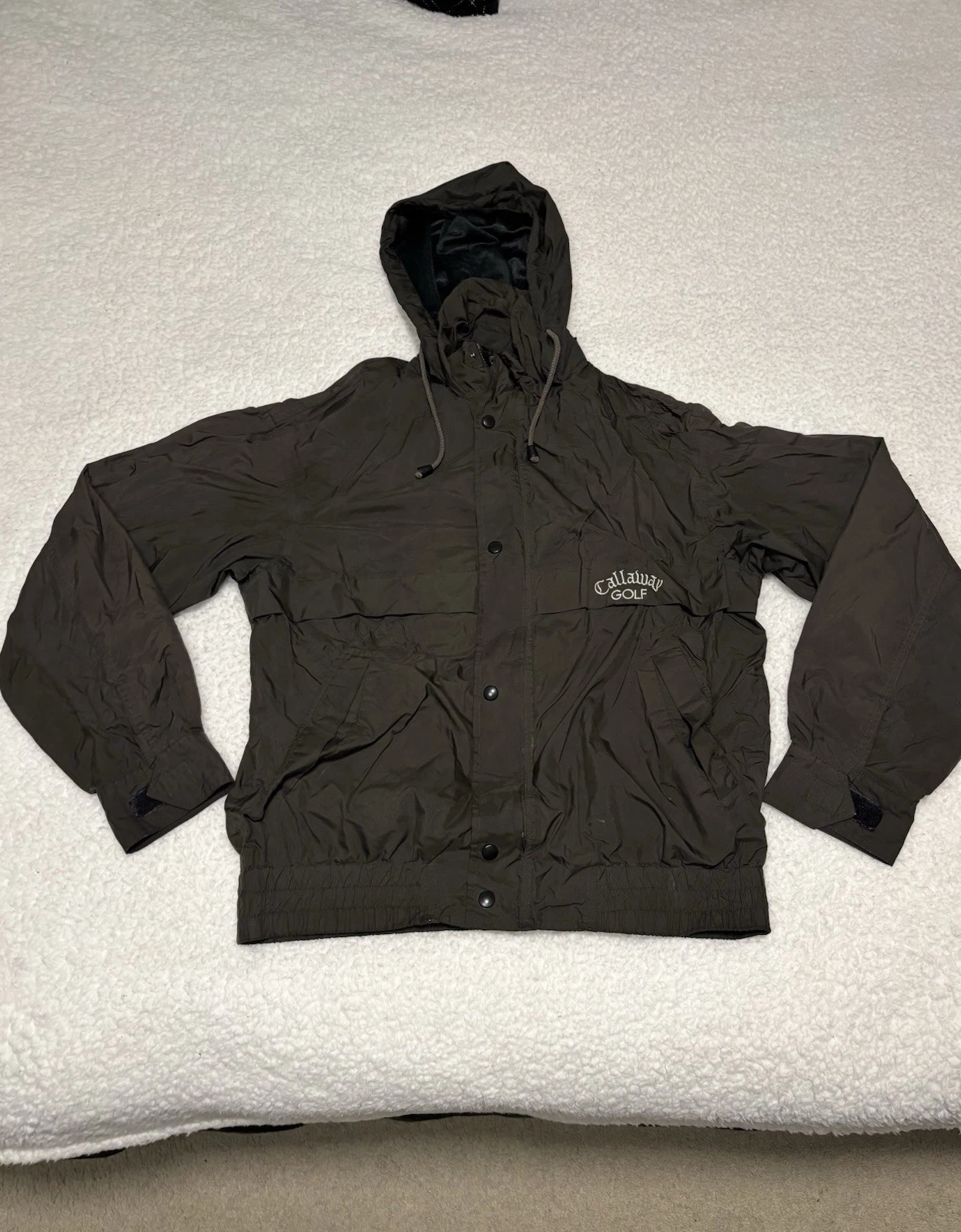 Callaway Golf Men Dark Olive Green Hooded Windbreaker Jacket