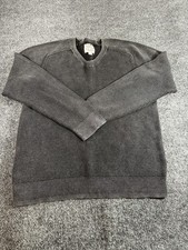 VTG Lucky Brand Sweater Mens Large Charcoal Gray Knit Handcrafted Winter V-Neck