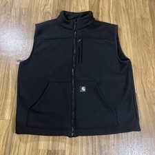 Carhartt Vest Mens Large Black Fleece Full Zip Lined Workwear Outdoor V28 BLK