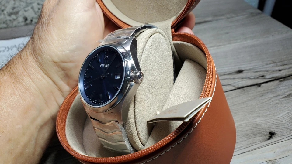 Ebel Wave Men’s 40 mm Stainless Steel Date Watch Blue Dial Swiss New - Image 4 of 4