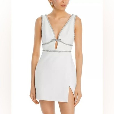 SELF PORTRAIT Mini Dress With Crystal Trimmings Sz 0 NWT