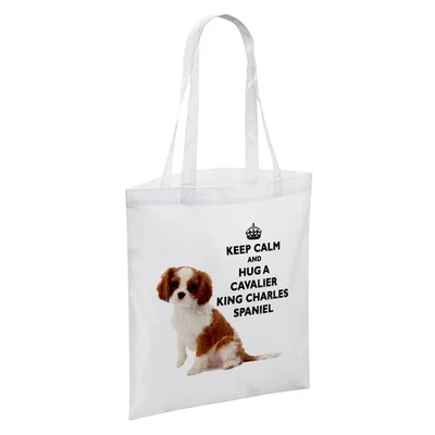 Keep Calm And Hug An Animal (Variation) White Reusable Shopper Tote Bag - Image 1 of 3