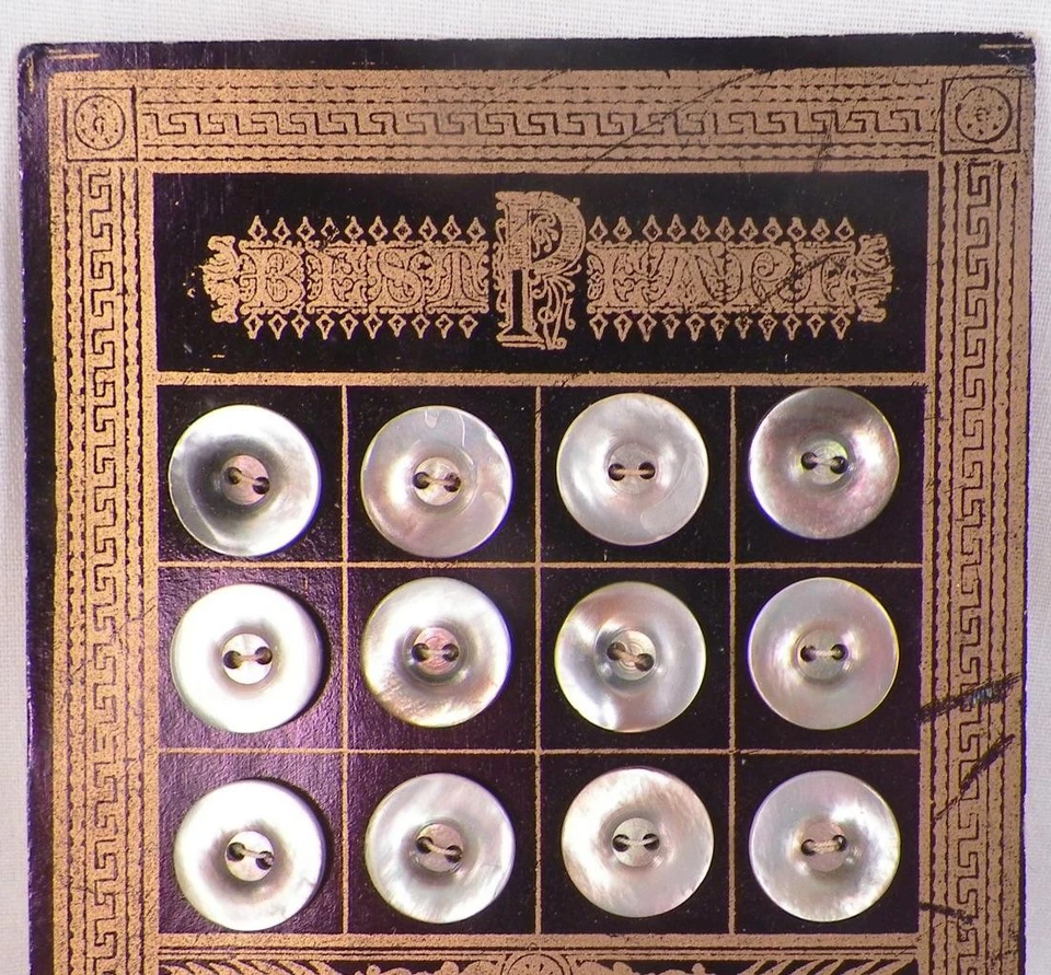 24 Abalone Shell Buttons Store Card Antique Iridescent White Smokey Mint #2 - Image 2 of 4