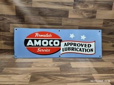 Porcelain Amoco Service Enamel Metal Sign Plate Size 30" x 10" Inches