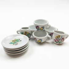 Vintage Miniature Mermaid Ceramic Tea Set Doll Tea Party Cups Saucers 10 Piece