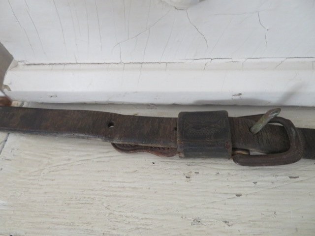 FABULOUS Old Antique Brass Horse SLEIGH BELLS on Leather Strap 49 Bells 2 Pieces