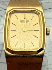 Seiko 2320-5169 18mm Quartz Tank Textured Dial Gold Tone Mesh Watch