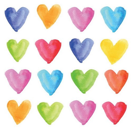20 Servietten Aquarell Hearts - Aquarell Herzen Liebe Freundschaft Deko 33X33Cm-image