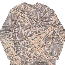 VINTAGE HUNTING MOSSY OAK SHADOW GRASS CAMO LONG SLEEVE POCKET TEE SHIRT XL