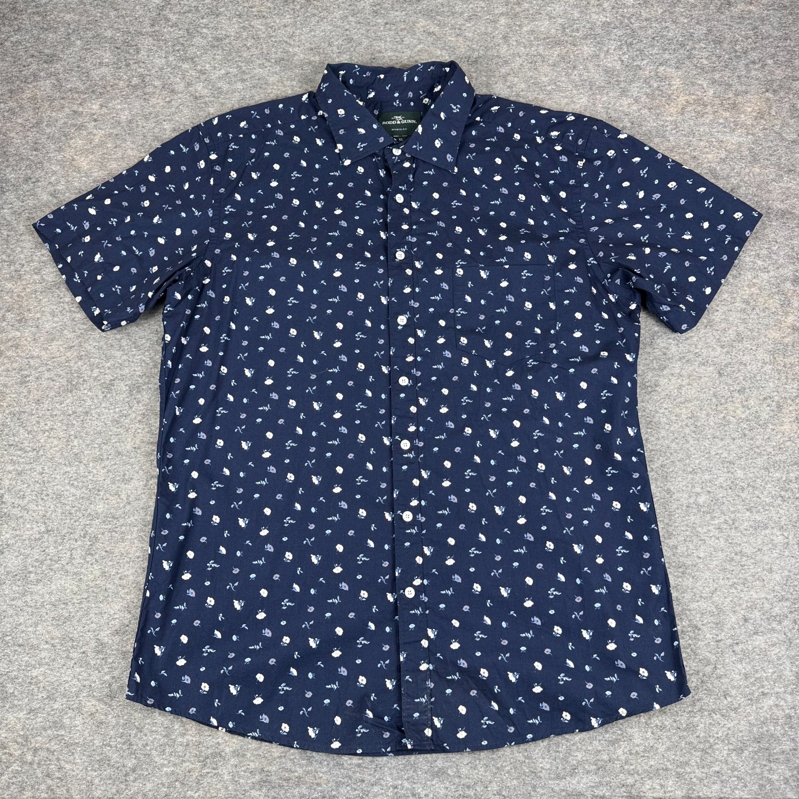 Rodd & Gunn Button Up Shirt Sports Fit Cotton Floral Blue Mens XL