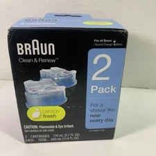 Braun Clean & Renew 2 Pack Lemon Fresh Cartridges New