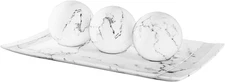 Matte White Marble Look Home Decor Tray and Orb Set, Home, Coffee, Table Decor