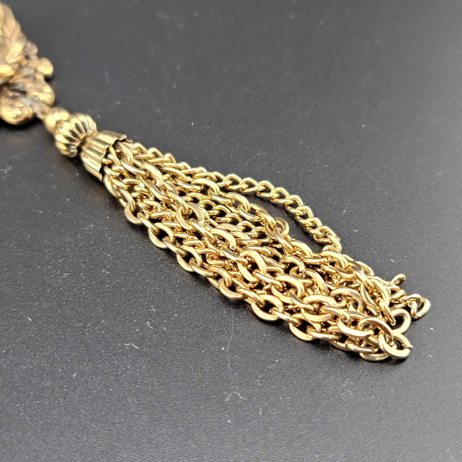 Vtg Pendant Necklace 23" Chain Large Rhinestone w… - image 5