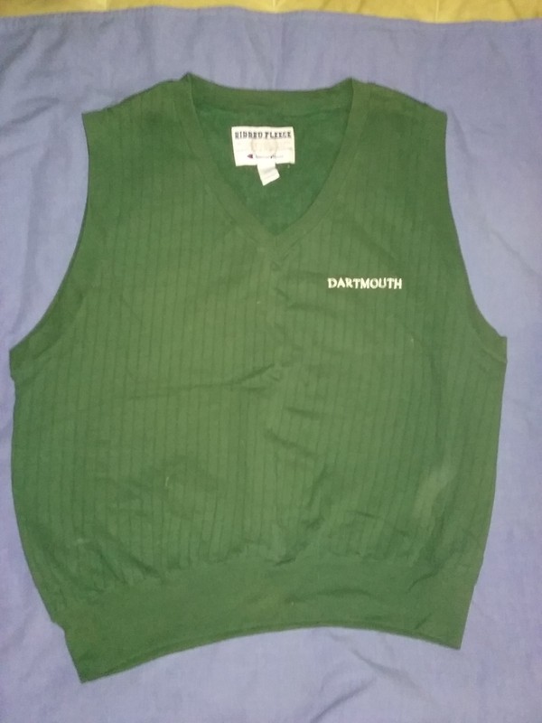 New Dartmouth College Champion Ribbed Fleece Cotton XL Sweater Vest Exc. Cond