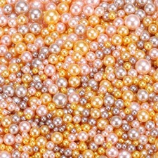 800Pcs Faux Pearl For Crafting 3-8mm No Hole ABS Round Pearls Gold/Pink/Silver