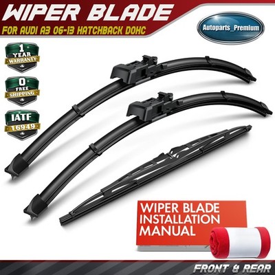 3Pcs 24'' & 19'' & 13'' Windshield Wiper Blades for Audi A3 06-13 Hatchback DOHC