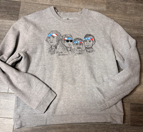 Rowdy Gentleman Crewneck Sweatshirt L Gray President Mt Rushmore Rebel America