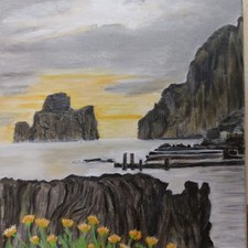 Dipinto Quadro Olio su tela,pan di  zucchero  ,25 x30 Sardegna Paesaggio 