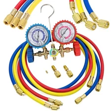 Refrigerant Charging Hoses with Diagnostic Manifold Gauge Set for R410A R22 R...