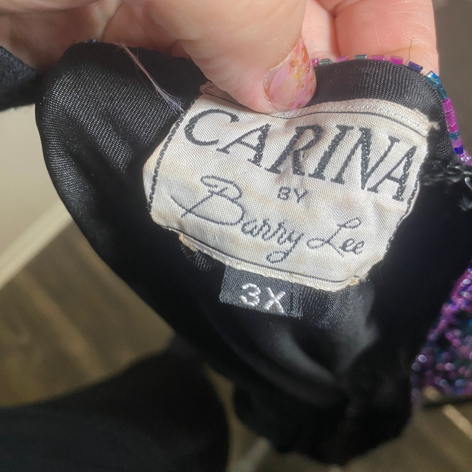 Vintage Carina by Barry Lee Fully Beaded Sequin Gown Formal Dress Sz 3X VTG thumbnail 6