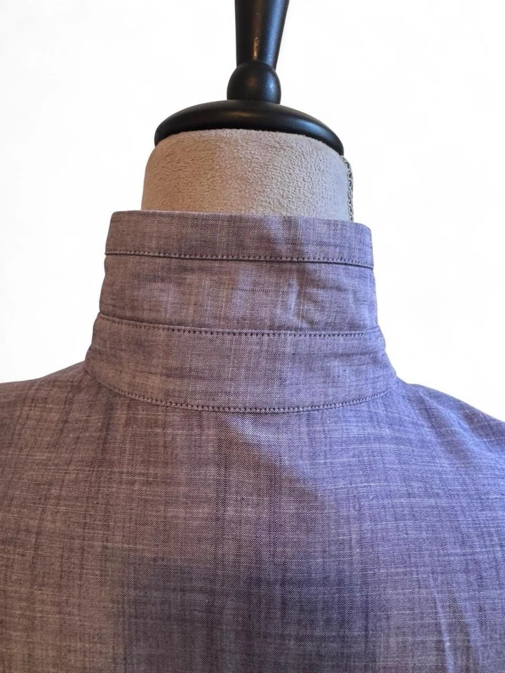 Brunello cucinelli chambray short sleeve button down with floral appliqué. Sz L - Image 4 of 4