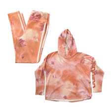 Adidas Girls 2 Piece Set Long Sleeve Hooded Tee  Leggings Tie Dye - LARGE