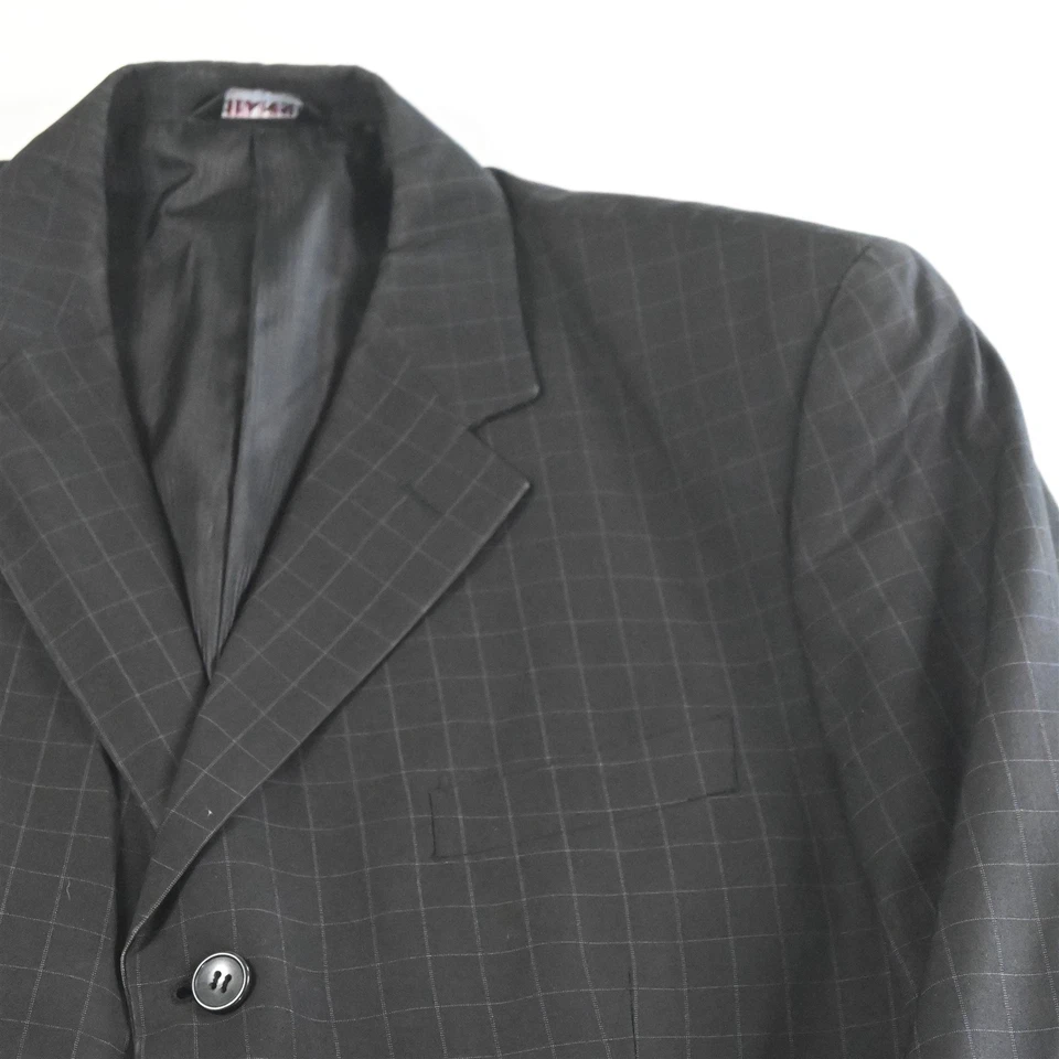 Chaqueta Pantalones Traje Cianni 42R 34x30 Negro Cuadros Ventana Hombre Foto 3 de 4