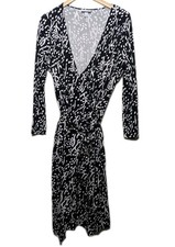 DVF Diane Von Furstenberg Target Black Sea Spots Long Sleeve Wrap Dress XXL