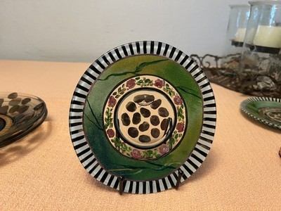 MacKenzie Childs 1990's Vintage Plate, retired pattern, rose floral design