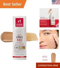 UV Clear Tinted Sunscreen for Face, SPF 46 with Zinc Oxide - Travel Size 1.7 oz