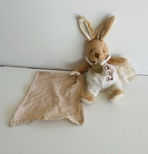 Doudou Lapin Doudou et Compagnie BIO Mouchoir BEIGE  14 cm