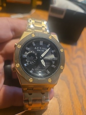 Activa MEN'SACWM-002 Quartz Analog Display Black Dial Gold Tone