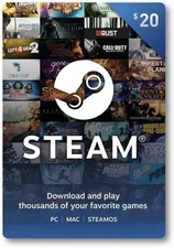 Steam Gift Card Pc Prepaid Gift Card Game Card Game Gift Card $20